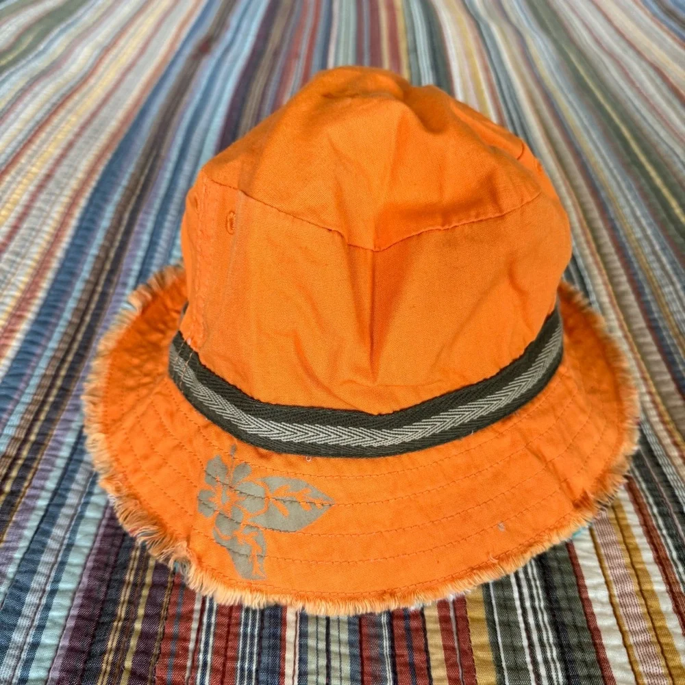 Old Navy Kids Bucket Hat Reversible Orange & Brown Plaid Size Large